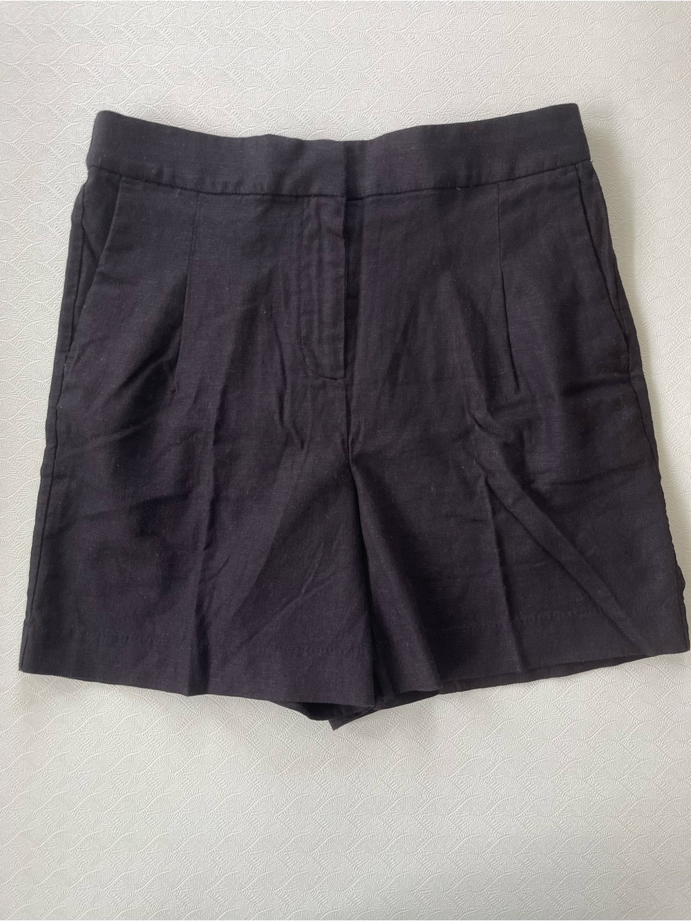 J. Crew Black Tailored Linen Blend Pleated High-Waist Shorts Sz 6